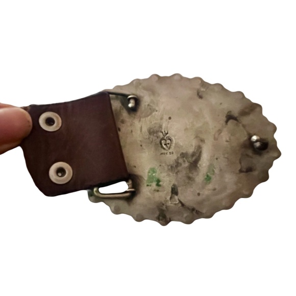 Vintage “The Goddess Image” Buckle w/Rhinestone Crystal Jeweled Leather Belt - Picture 4 of 11